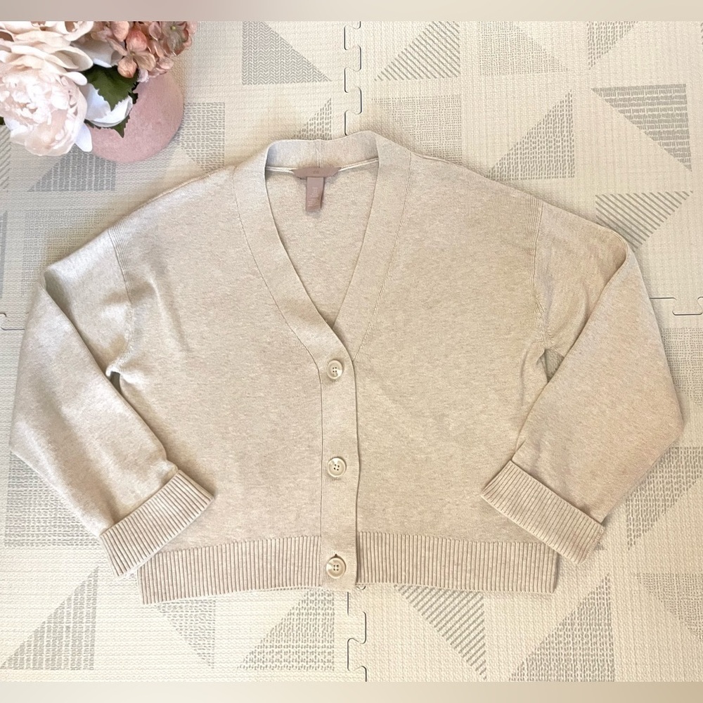 H&M Oversized Light Beige Cardigan Small - Picture 3 of 9